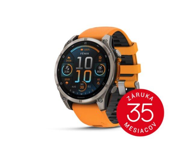 Garmin Fenix 8 47mm, Sapphire, Titanium, spark orange band