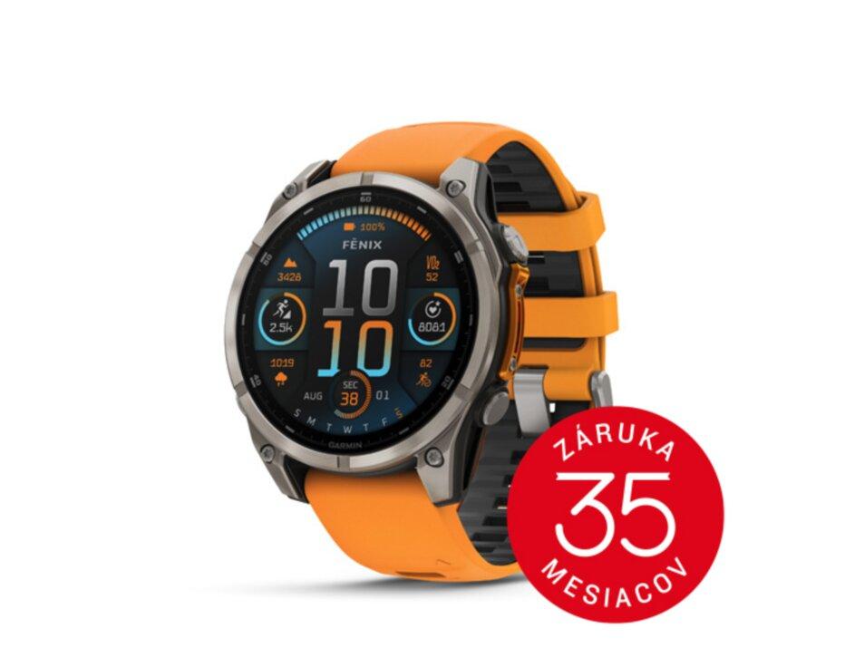 Garmin Fenix 8 47mm, Sapphire, Titanium, spark orange band