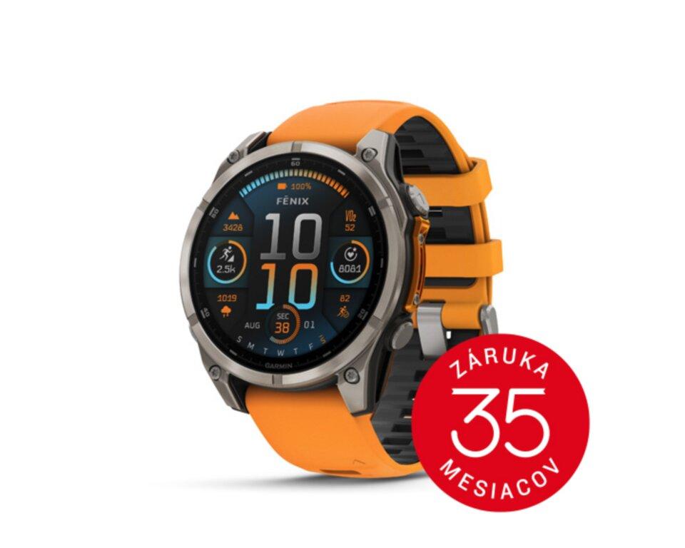 Garmin Fénix 8 47mm, Sapphire, Titanium, spark orange band